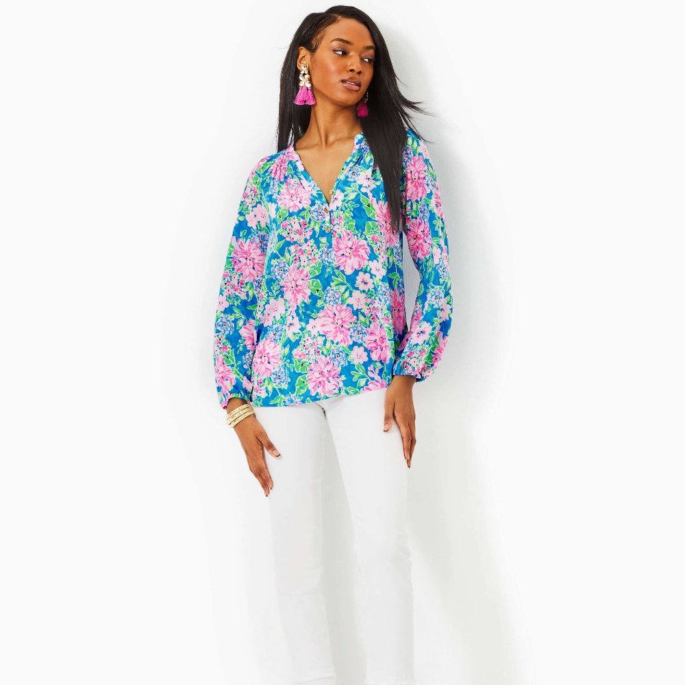 Lilly Pulitzer Elsa Silk Top, Multi Spring In Your Step - Picture 9 of 9